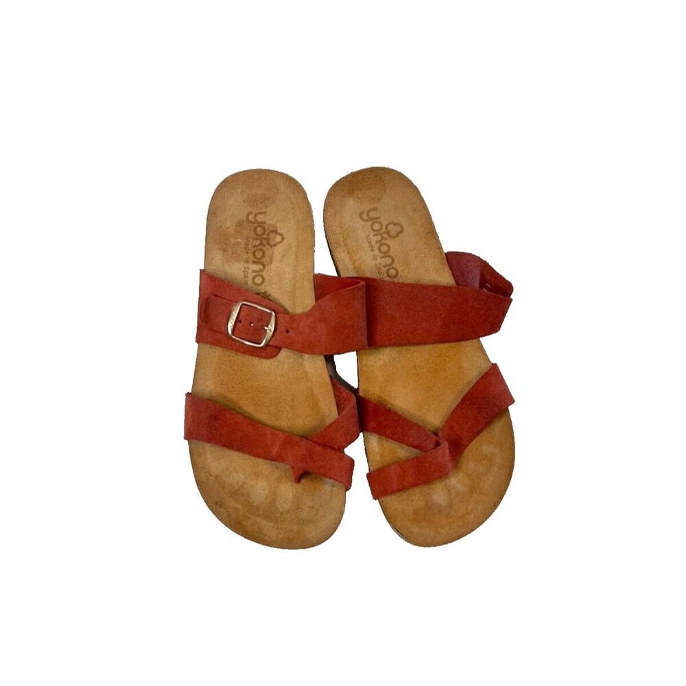 Yokono Womens Strappy Suede Sandals Cayenne Orange Size 7.5 Made In Spain